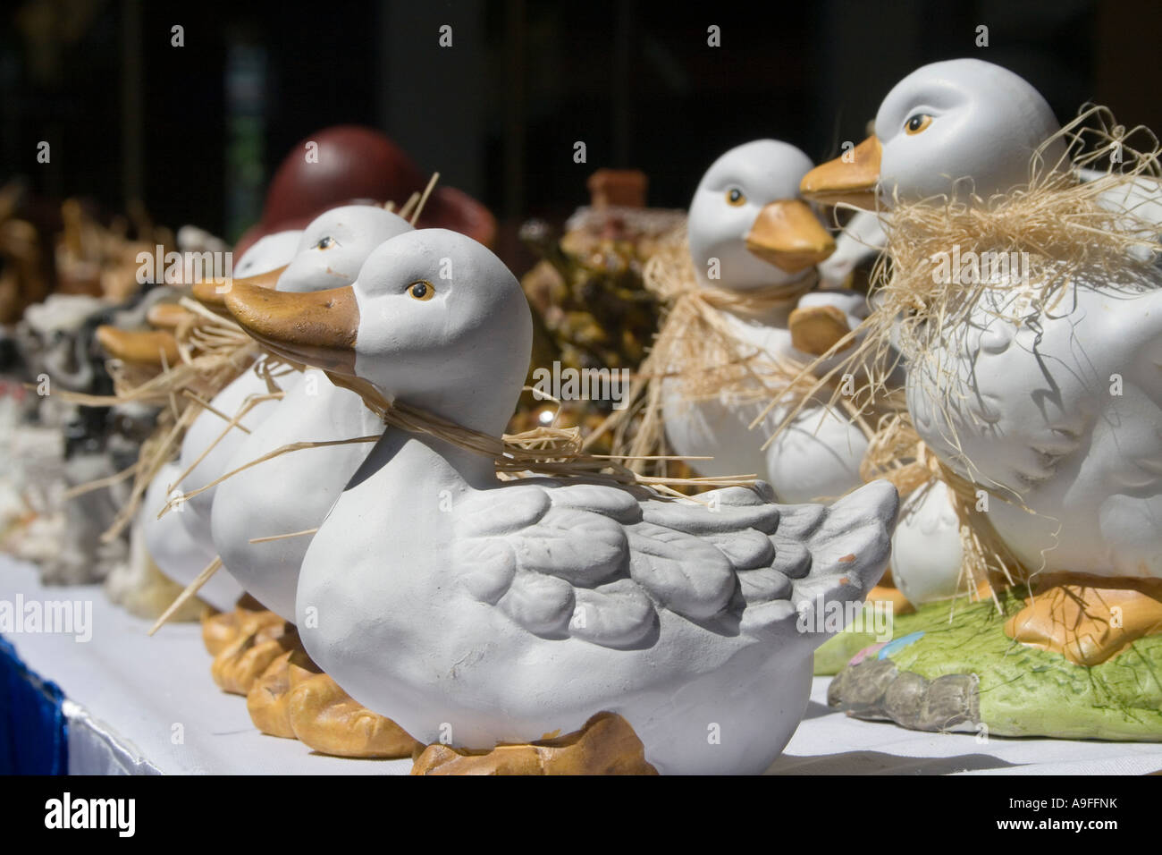 Carved ducks on sale at The Curve shopping centre Damansara Selangor Stock Photo