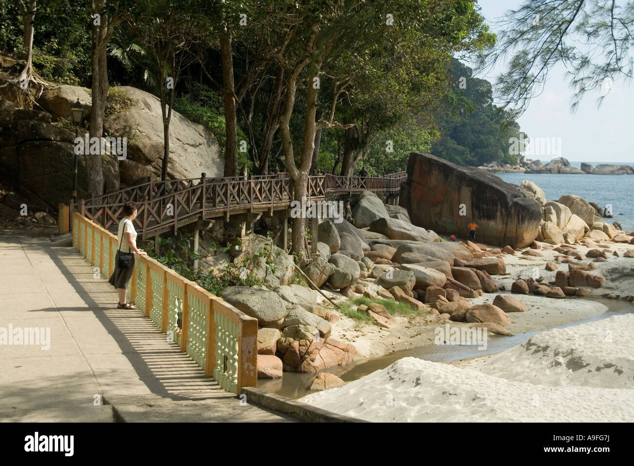 Walkway at the beach Teluk Chempedak Kuantan Stock Photo