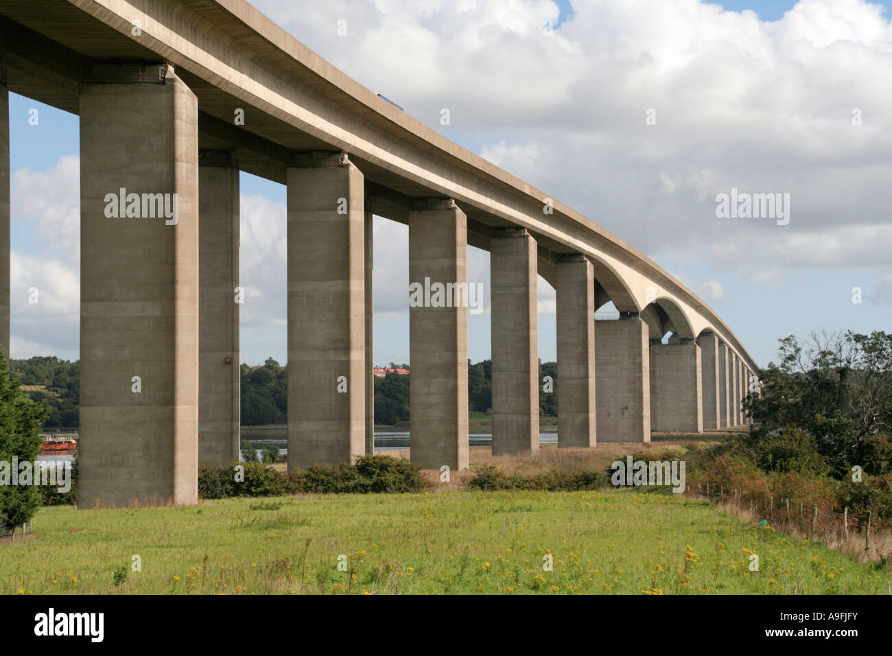 Ipswich orwell bridge multispan concrete viaduct carrying A12 trunk road through suffolk Stock Photo
