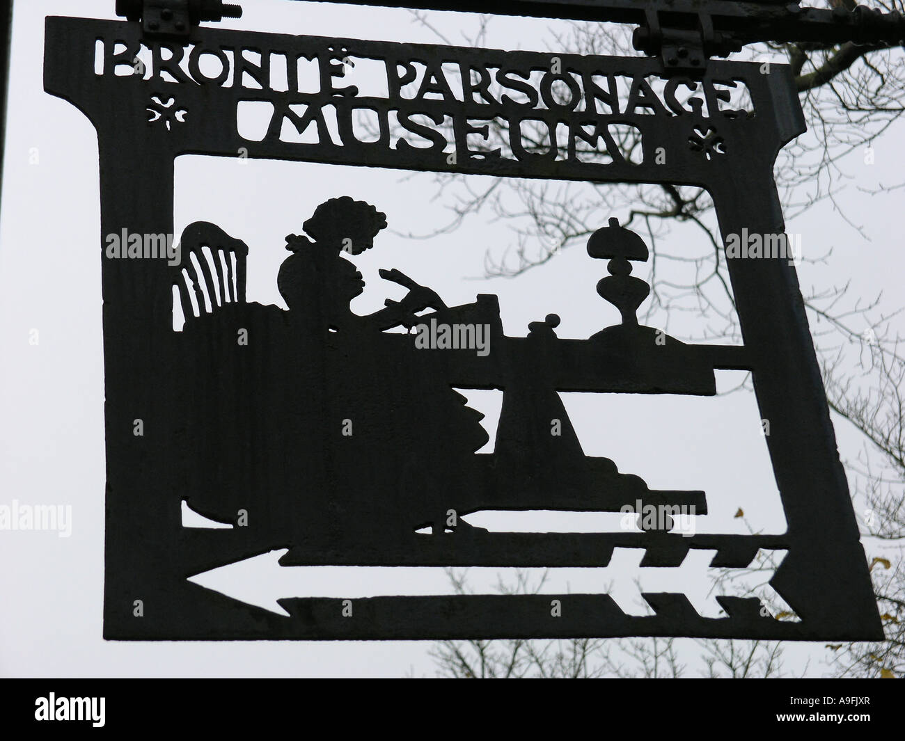 bronte parsonage museum sign haworth yorkshire england uk gb Stock ...