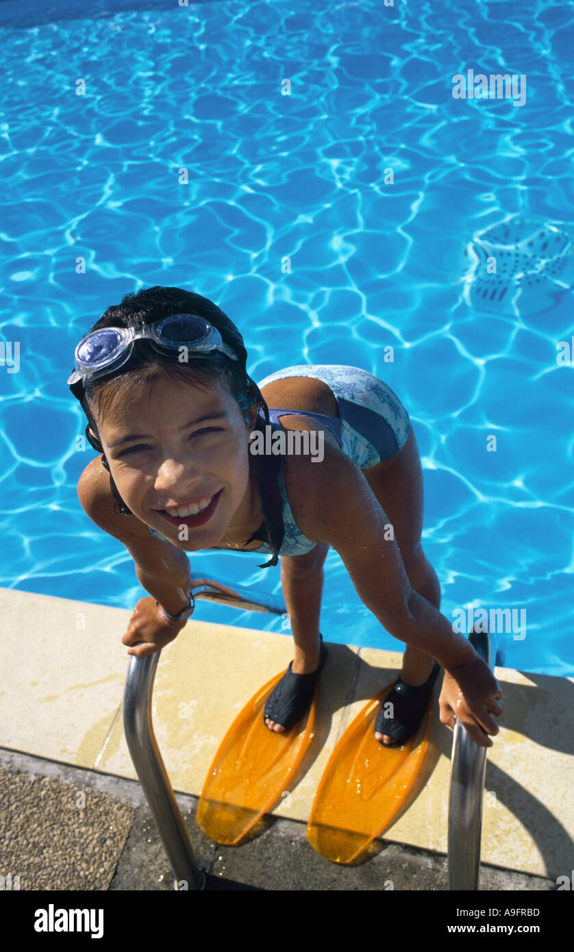 swimming flippers and goggles