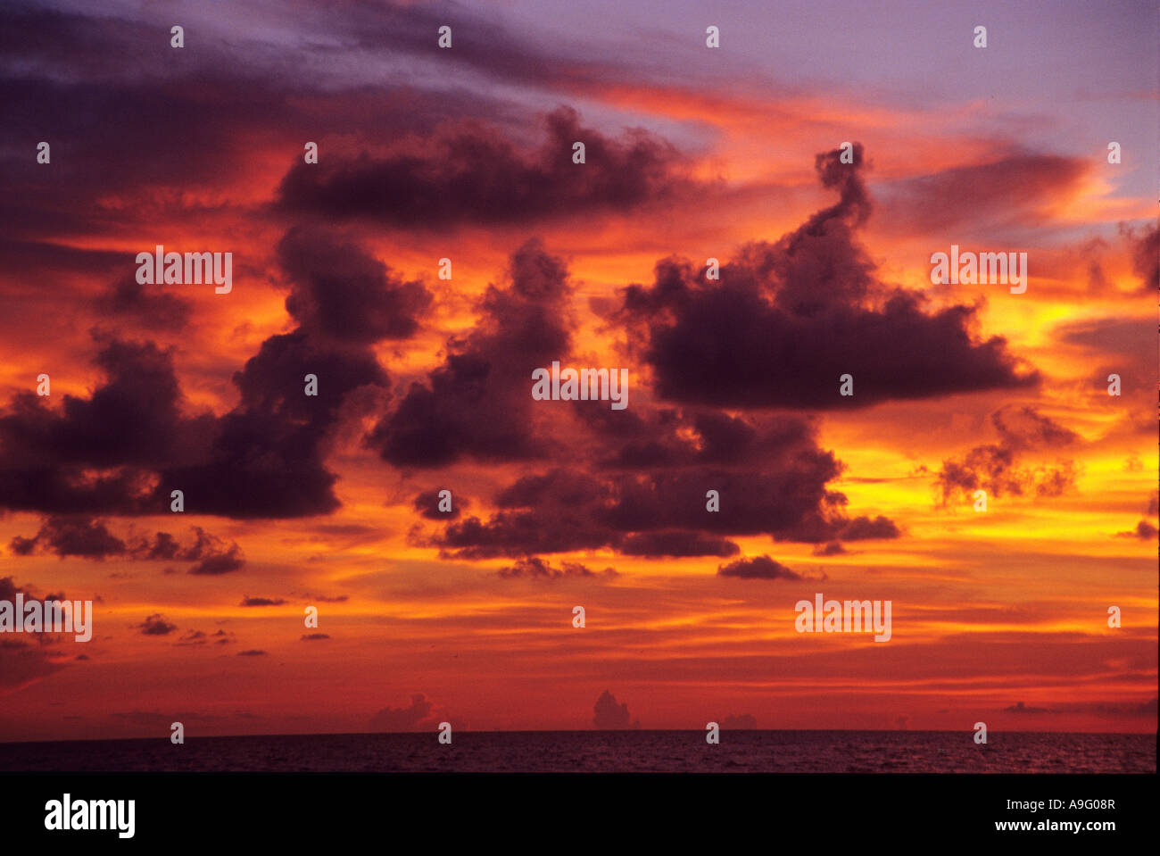Sunset over the Gulf of Mexico fro Naples Florida Stock Photo