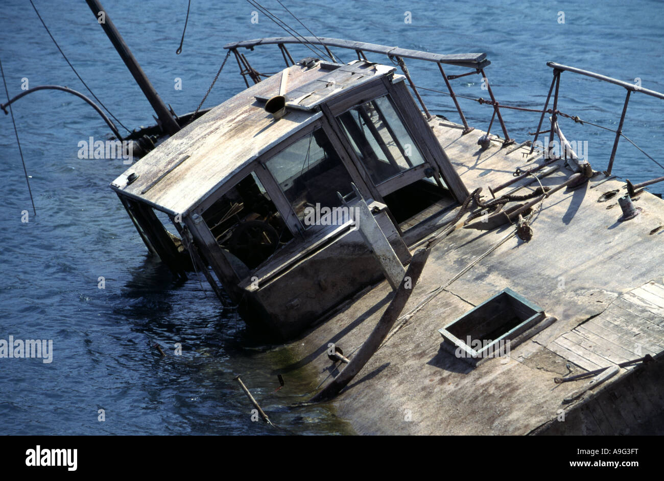 sinking shipwreck Stock Photo
