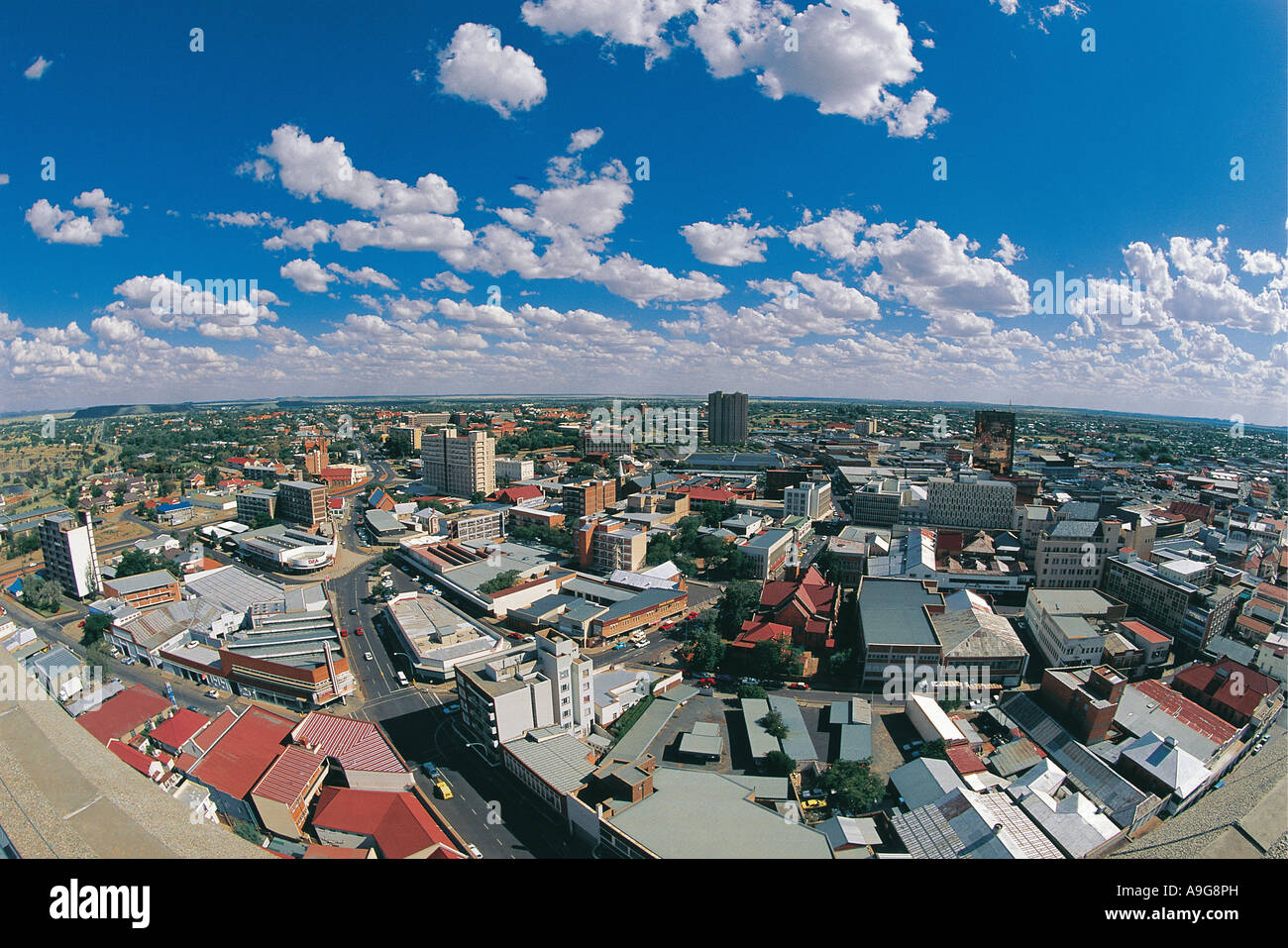 Fish eye view over rooftops of Kimberley Northern Cape South Africa Stock Photo