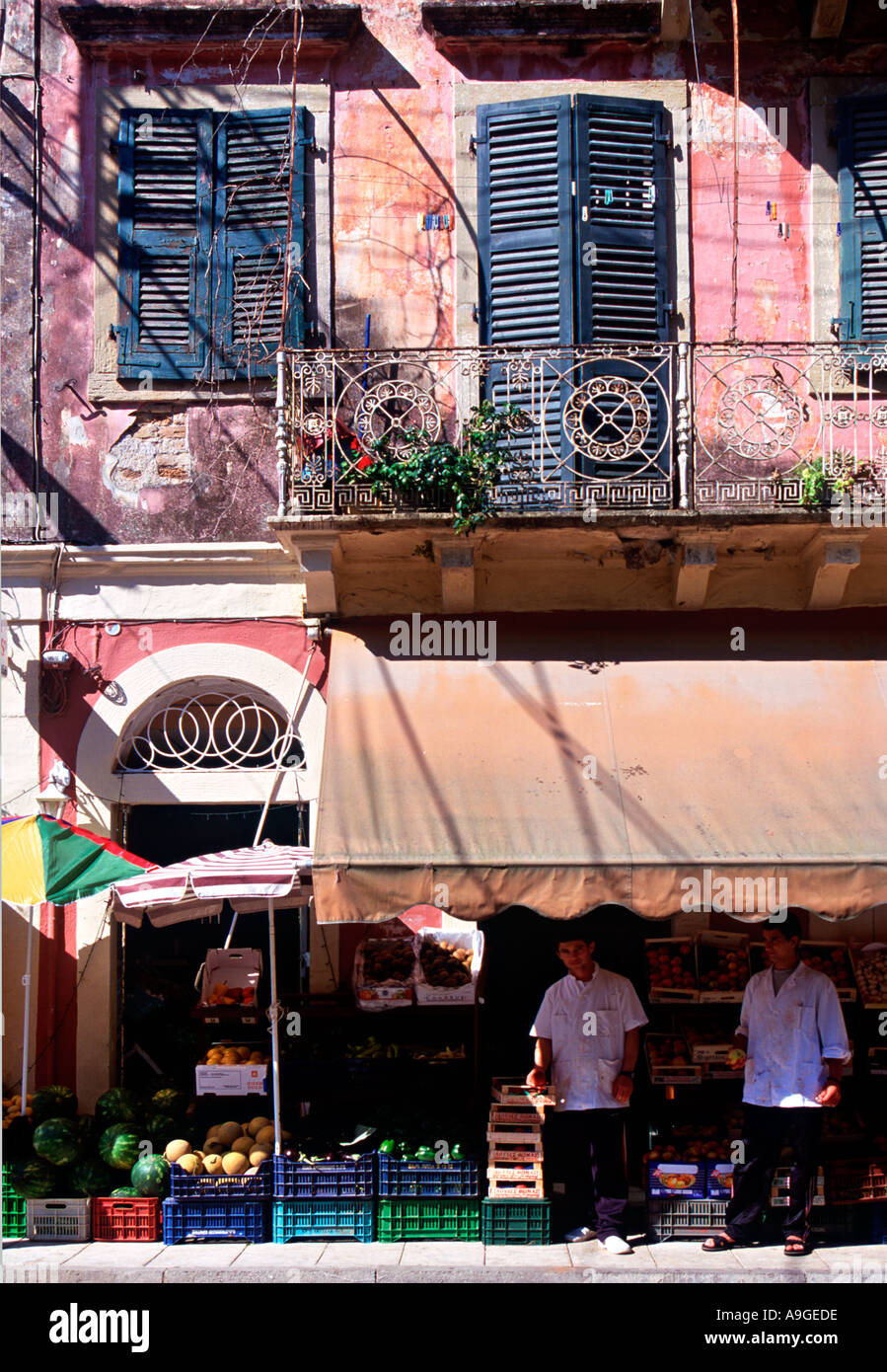 Shop front, Corfu town, Corfu, Greece Stock Photo Alamy