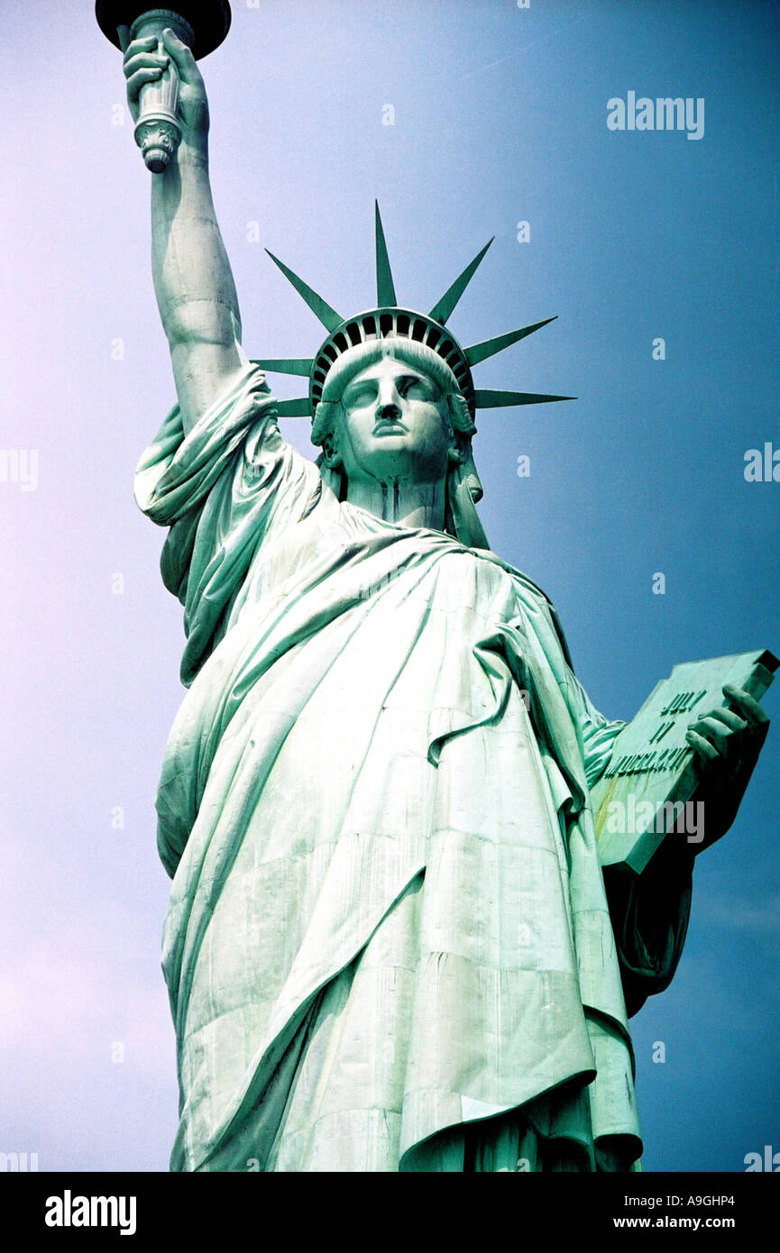 Statue of Liberty on Liberty Island, statue, 46 m high, at the entrance of the New York harbour, National Monument and World He Stock Photo