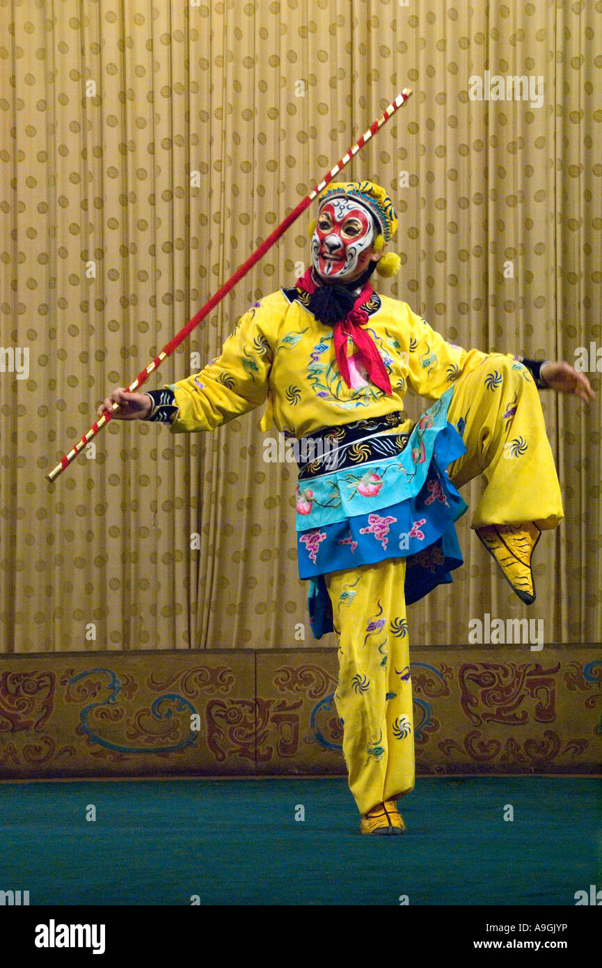 Monkey King Wukong in Beijing Opera Journey to the West at Liyuan Theater Stock Photo