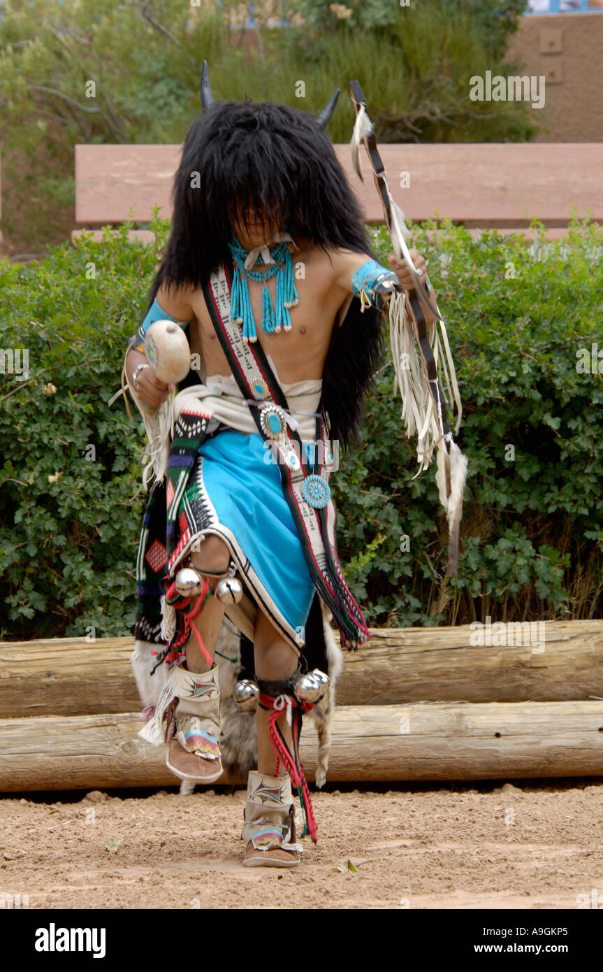 Buffalo Dance of the Zuni Pueblo Red Tailed Hawk Dancers at the Intertribal Ceremonial in Gallup New Mexico. Digital photograph Stock Photo