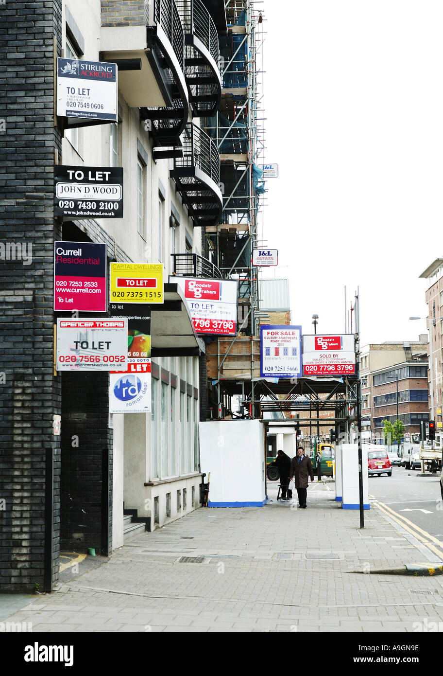 a vertical image illustrating the competitive nature of the London property market Stock Photo