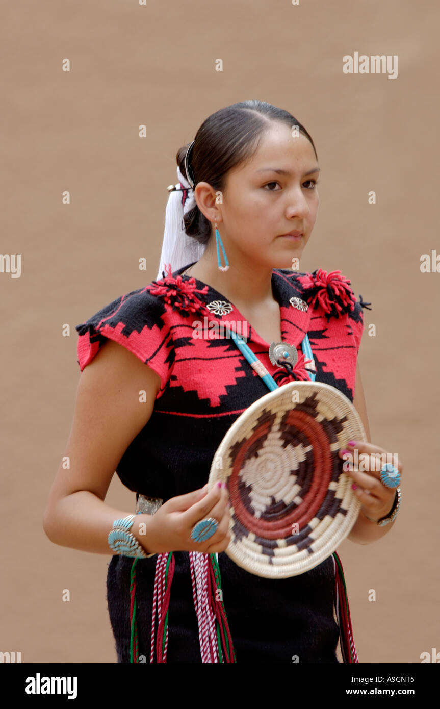 Navajo Blue Eagle Dancer performing the Basket Dance at the Intertribal