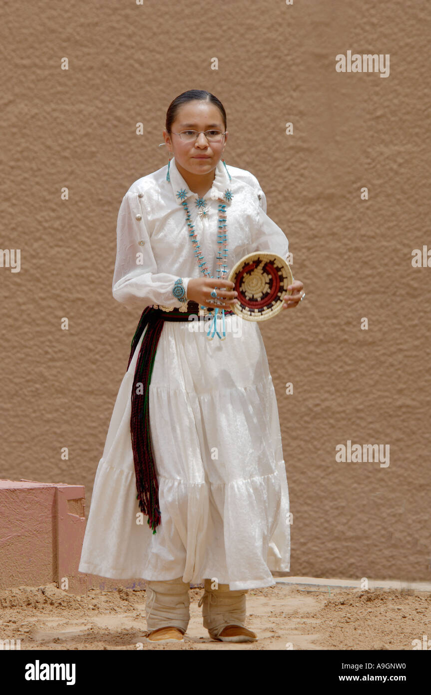 Navajo Blue Eagle Dancer performing the Basket Dance at the Intertribal