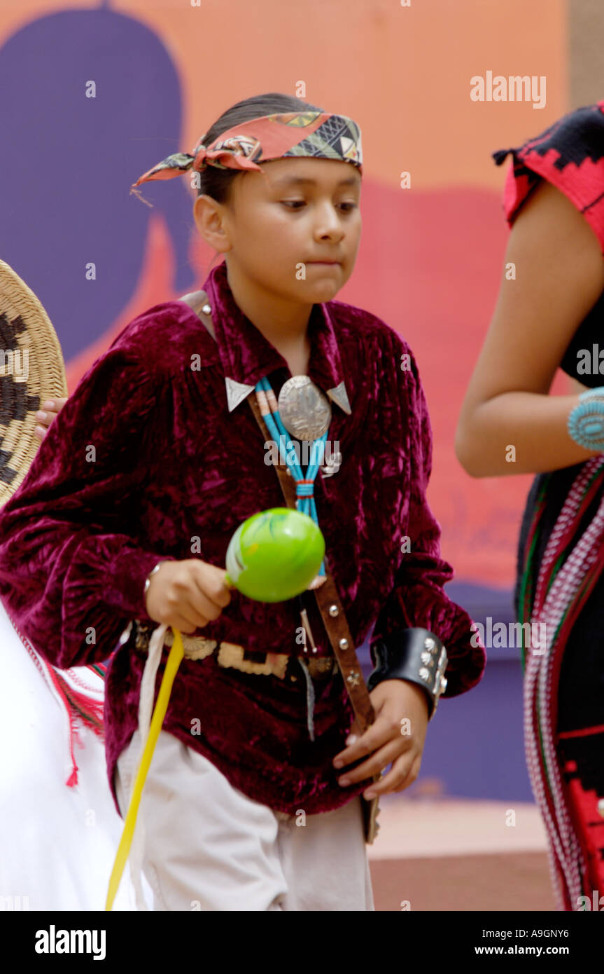 Young Navajo Blue Eagle Dancer performing the Basket Dance at the