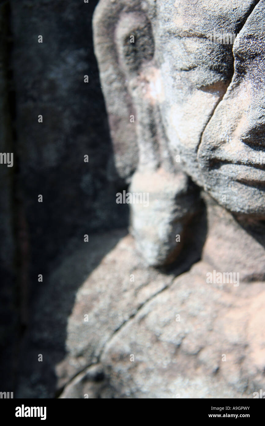 Stone Faces Statues Angkor Thom Cambodia Stock Photo Alamy