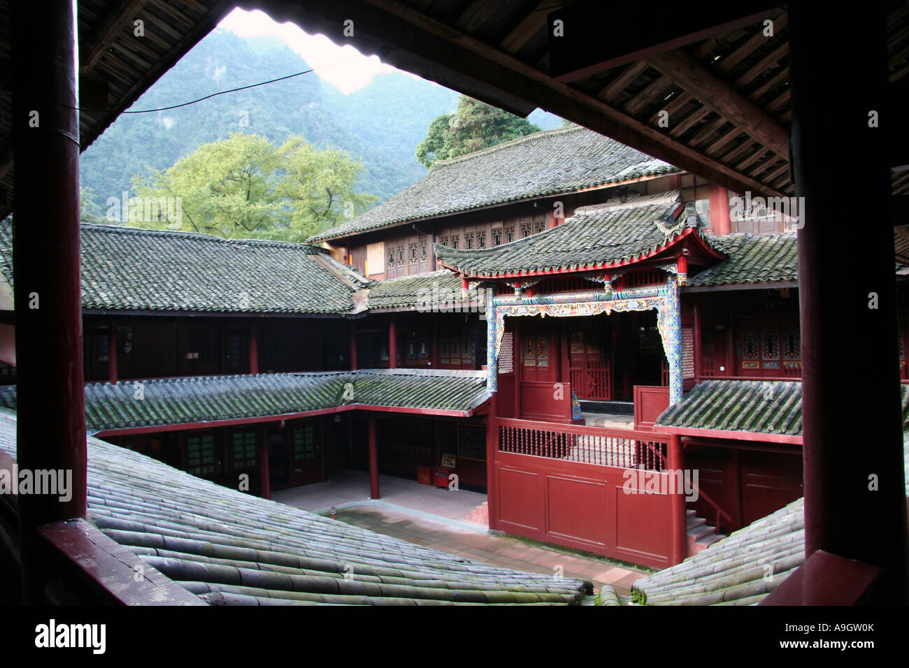 Hongchongping Buddhist Monastery on Mount Emei Shan China Stock Photo