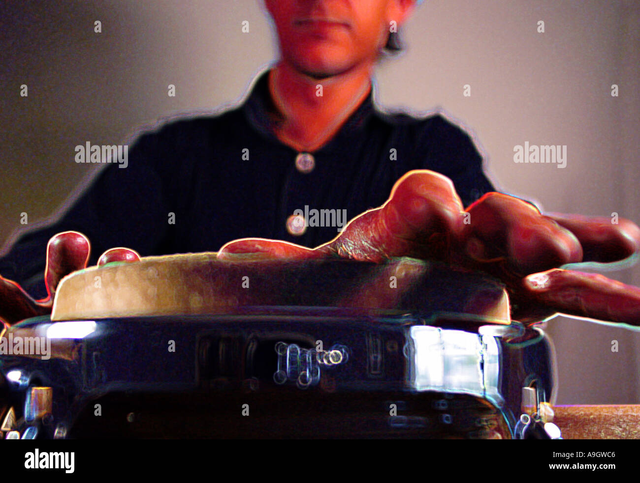 percussionist and drummer playing with drums Stock Photo Alamy