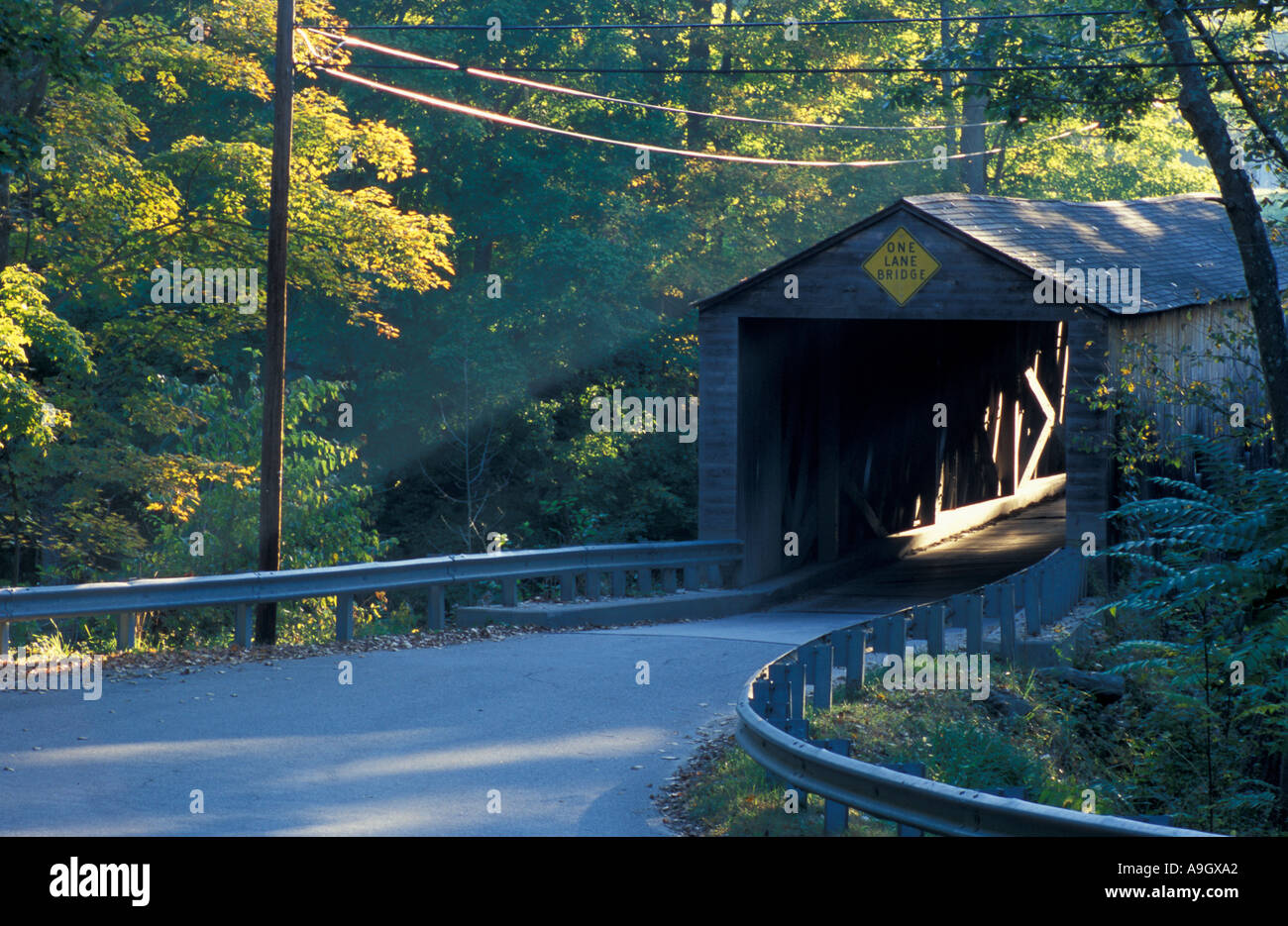 West Cornwall CT A covered bridge at the end of Main Street in West