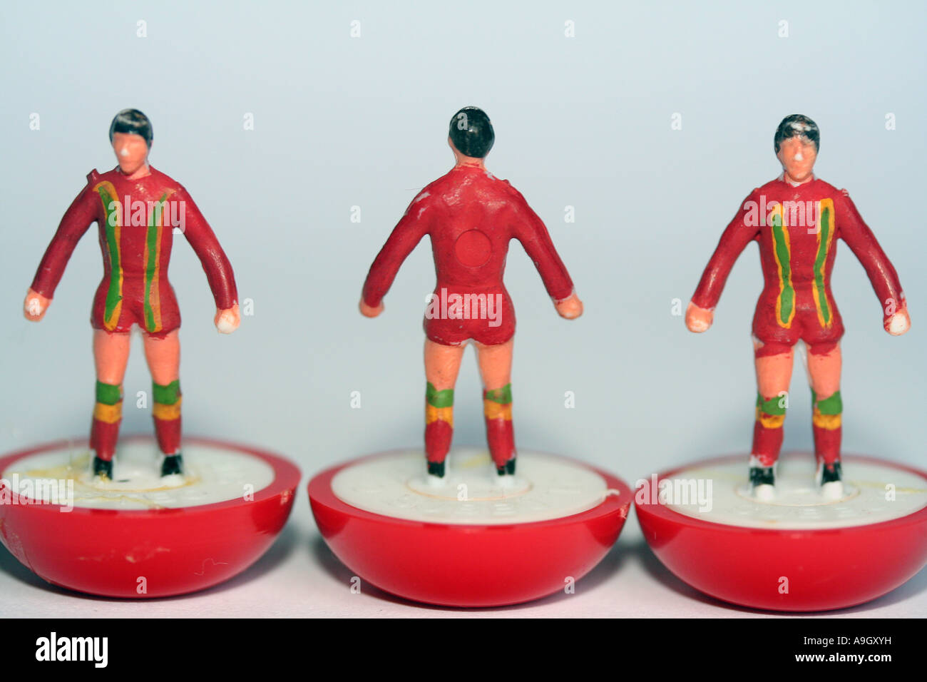 3 players in line full strip Subbuteo Wales Replica Table Football Players  Stock Photo - Alamy