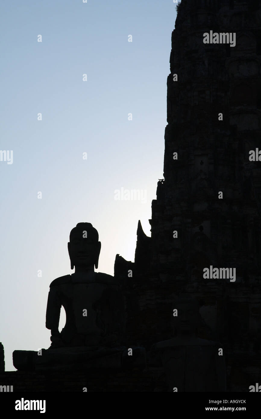 Sunset over Buddha Ayuthaya Thailand Stock Photo - Alamy