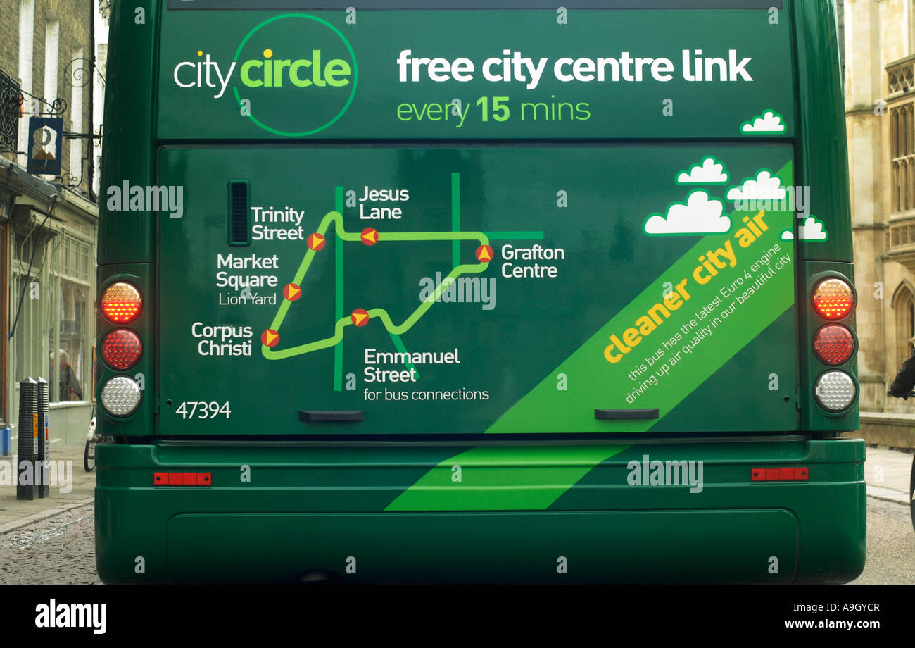 Free city centre link bus operating in Cambridge England Stock Photo