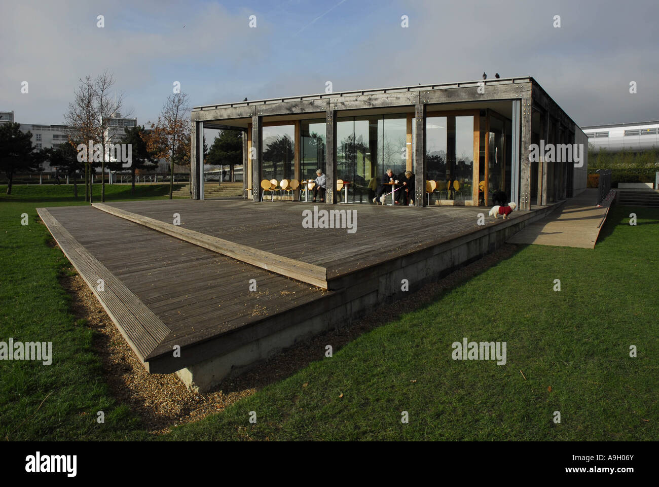 Thames Barrier Park cafe Stock Photo