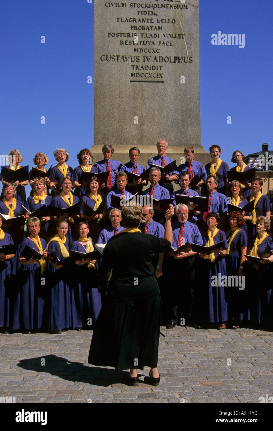 a choir singing in the centre of Stockholm Sweden Stock Photo