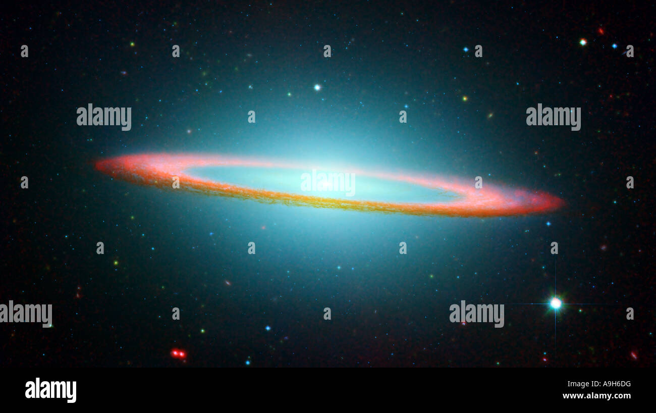 The Sombrero Galaxy in Infrared Light from the Hubble Space Telescope Stock Photo