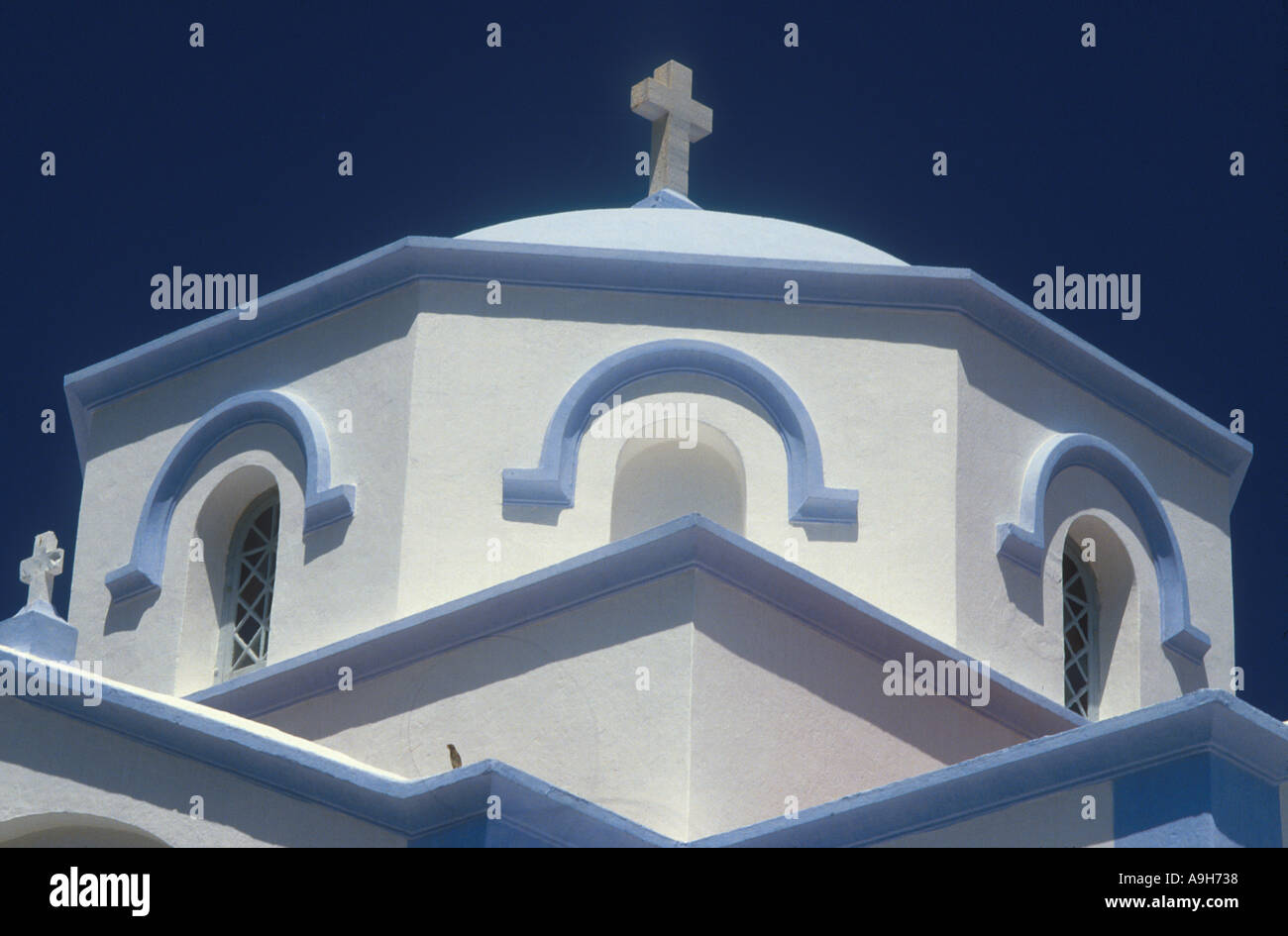 Europe Greece Church Roof Symi Greece 1506 Stock Photo