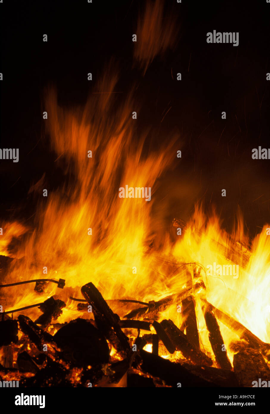 Fire Burning timber Stock Photo