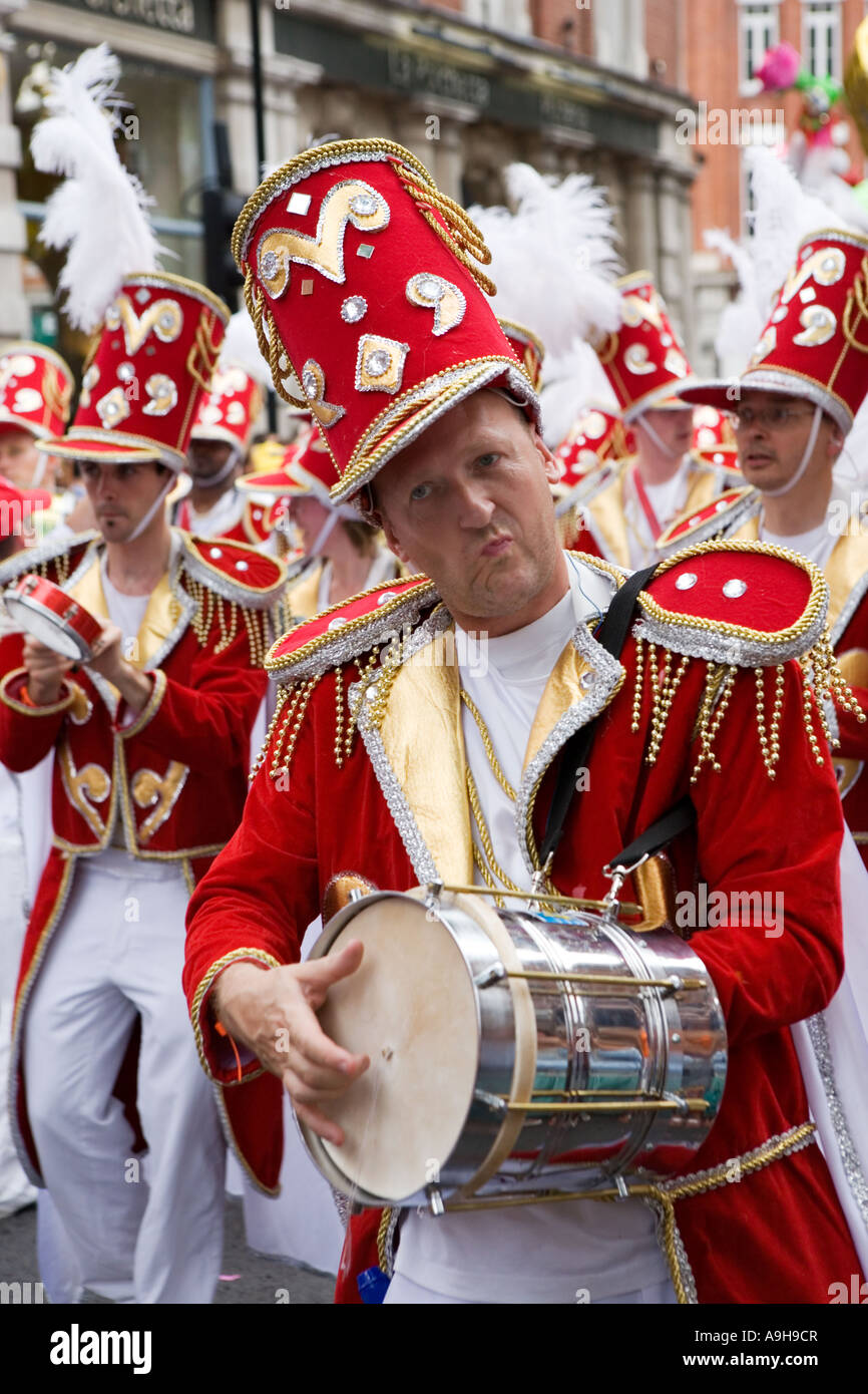 Marching band playing during a Carnival procession in Central London
