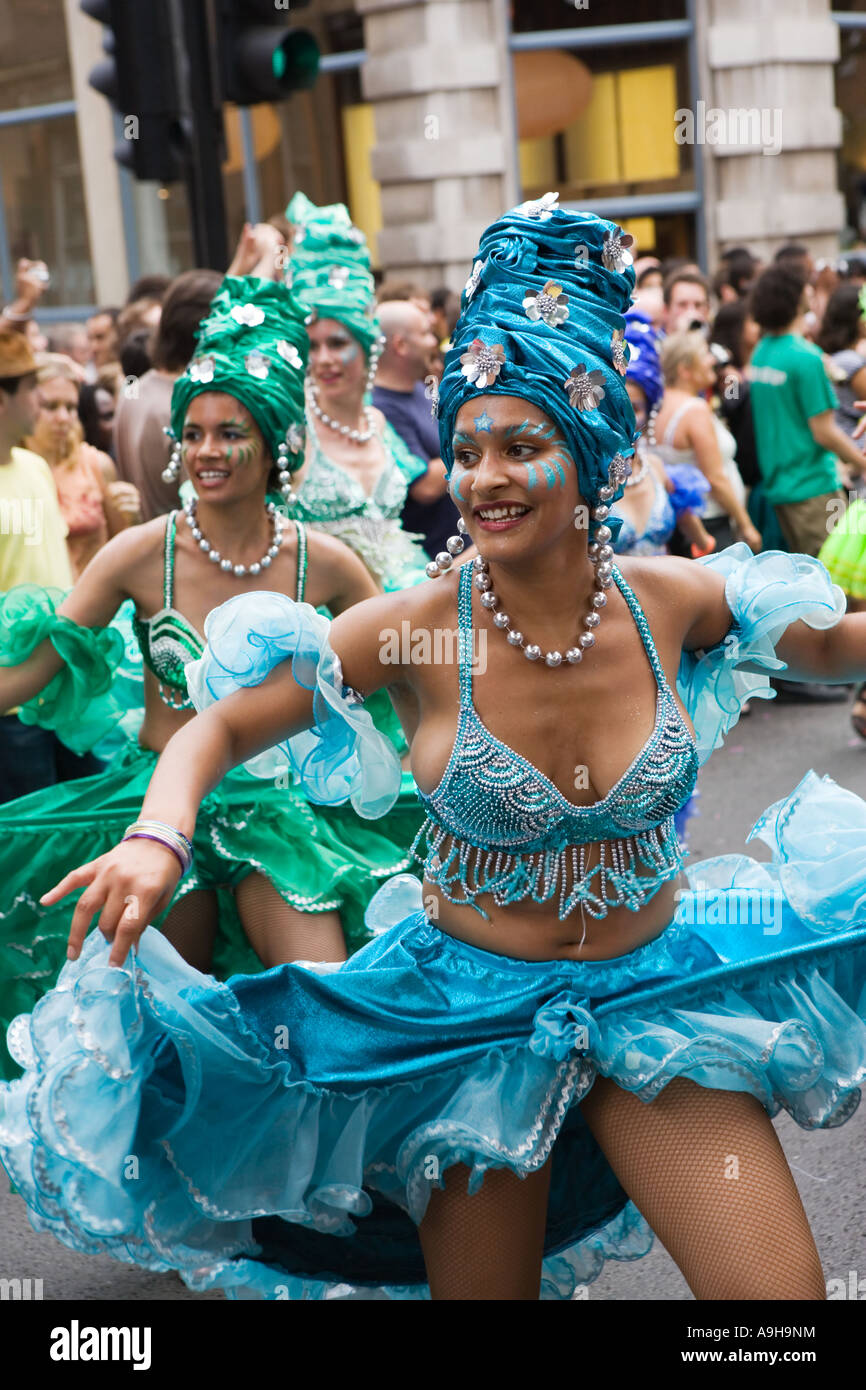 Costumed Carnival dancers in London Stock Photo