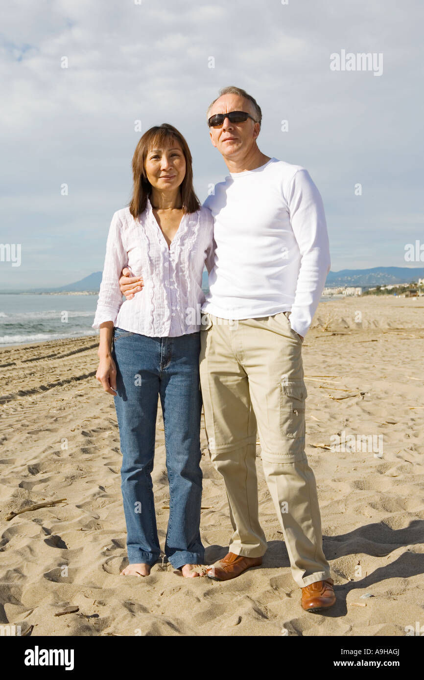 Portrait of an older couple on the beach Stock Photo