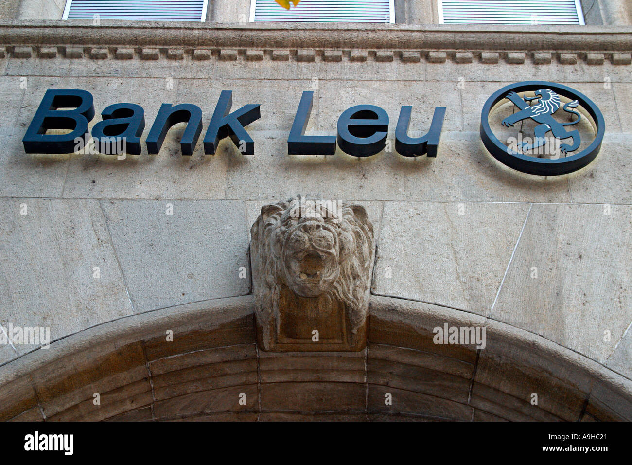 Switzerland Zurich Bank Leu Bahnhofstrasse Logo Lion Stock Photo