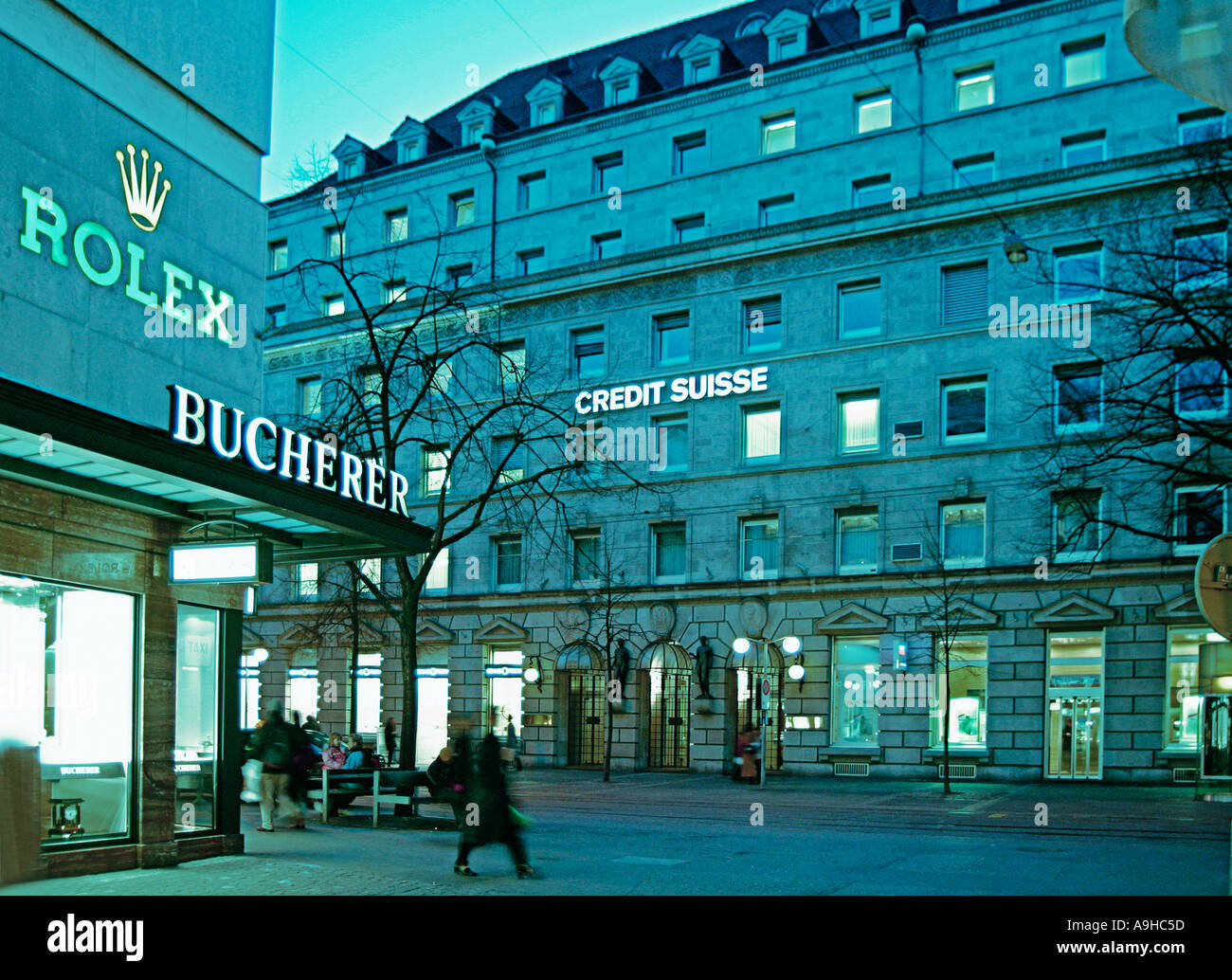 Salg med tiden højde Switzerland Zurich Bahnhofstrasse Credit Suisse Rolex Shop Stock Photo -  Alamy