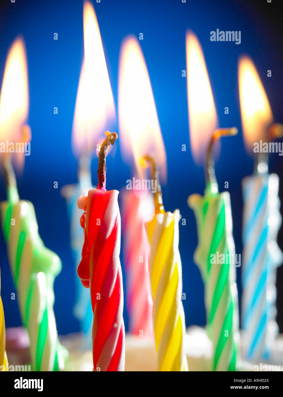 lit birthday candles Stock Photo Alamy