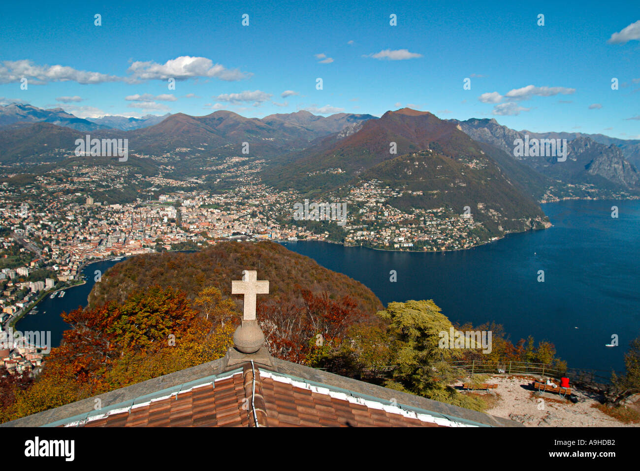 Switzerland Tessin Lugano Paradiso view from San Salvatore Stock Photo