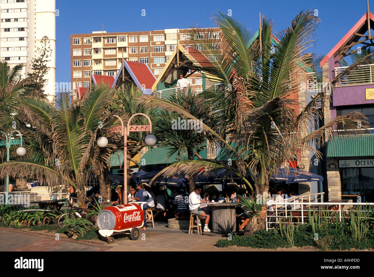 South Africa Durban Restaurants Cafes at The Golden Mile Stock Photo Alamy
