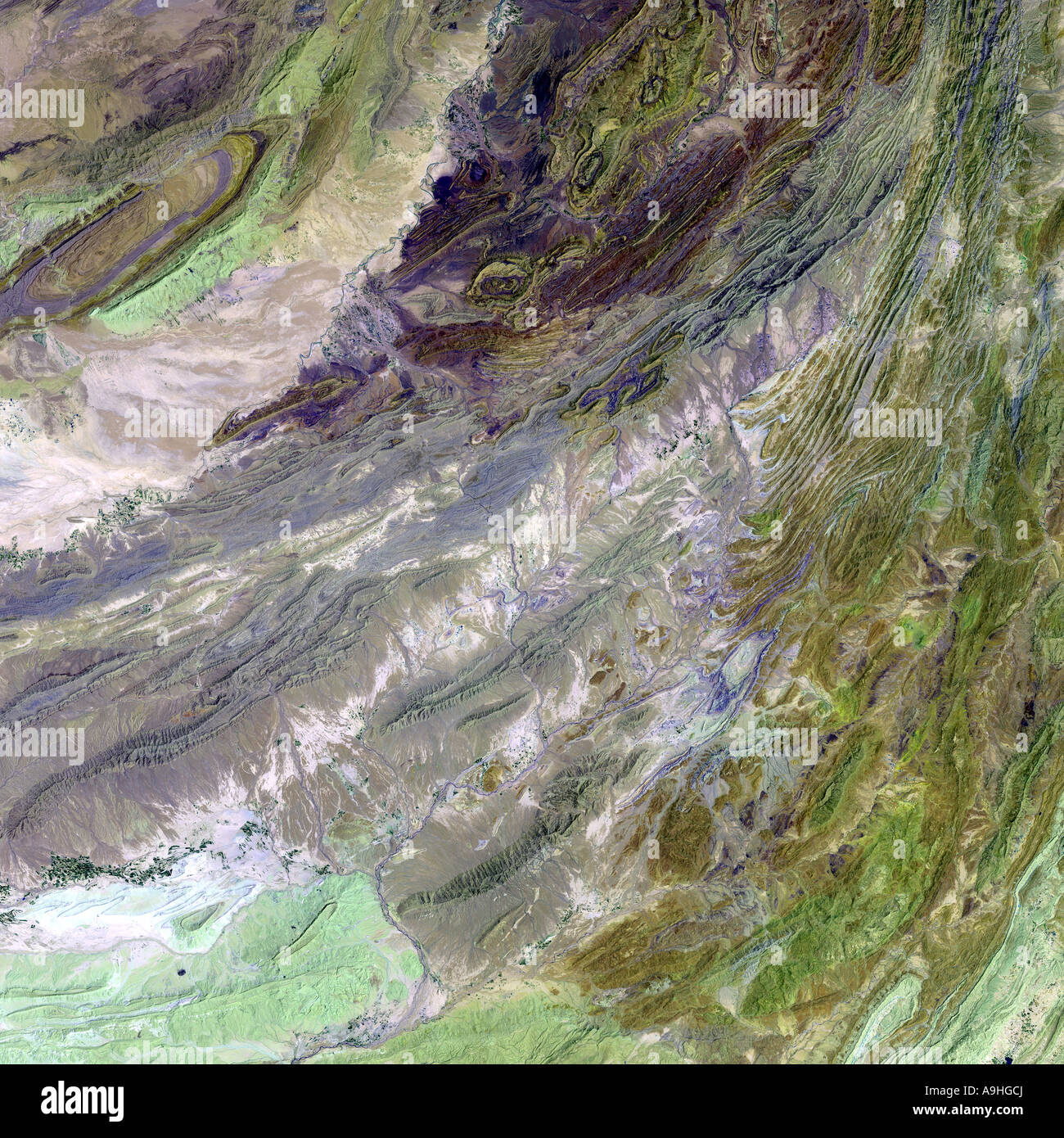 The Sulaiman Mountains Pakistan as seen from Space Stock Photo