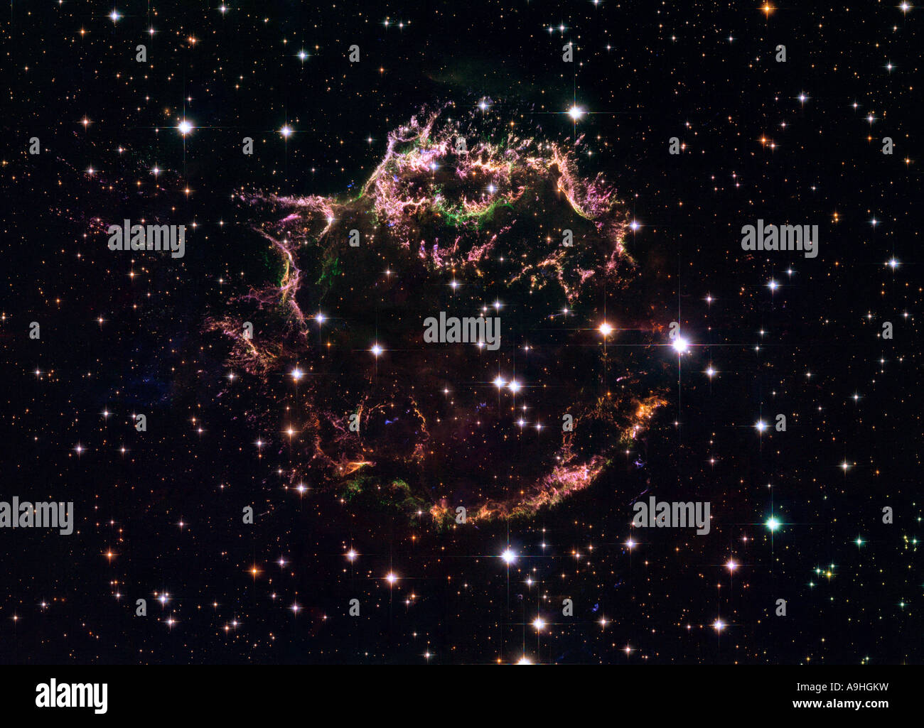 Supernova Remnant Cassiopeia A from the Hubble Space Telescope Stock Photo