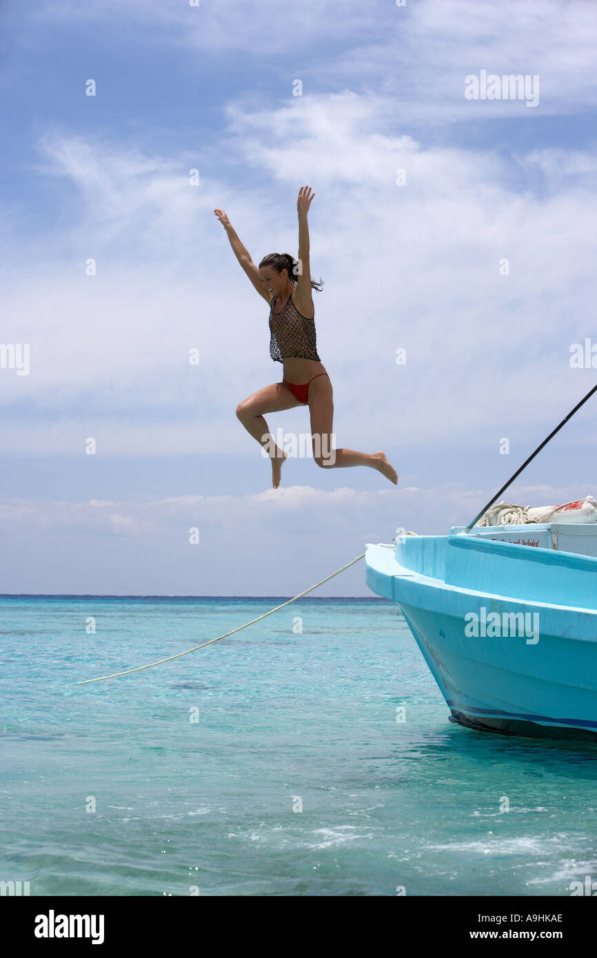 Woman Swimming, Cozumel, Mexico Royalty Free Stock Images 