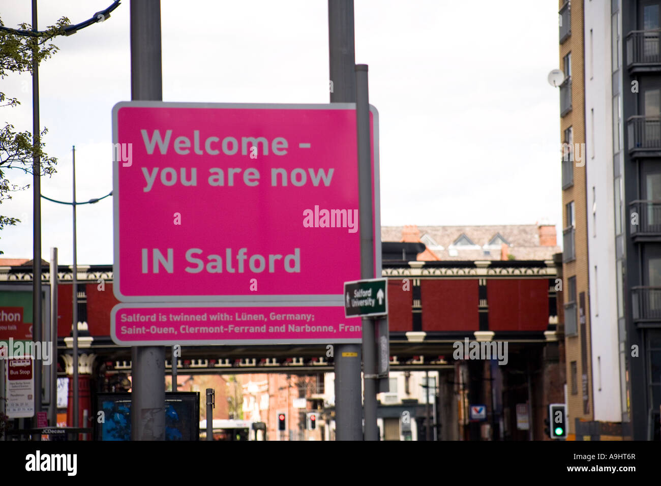 to Salford Sign UK Stock Photo Alamy
