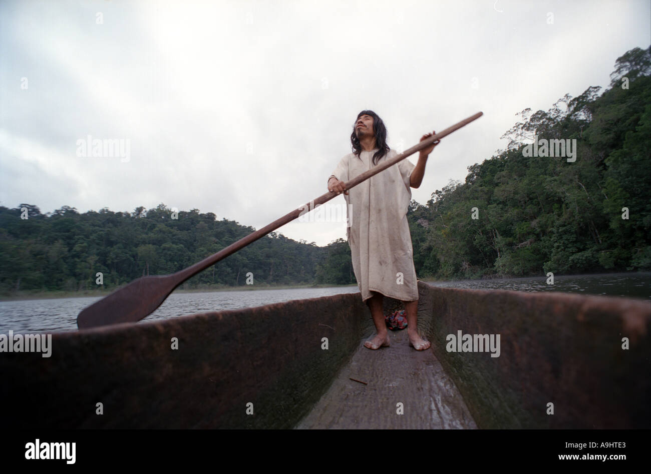 Mexico, Chiapas, Naha, Selva Lacandona, North America. Lacandon Maya jungle guide. Stock Photo