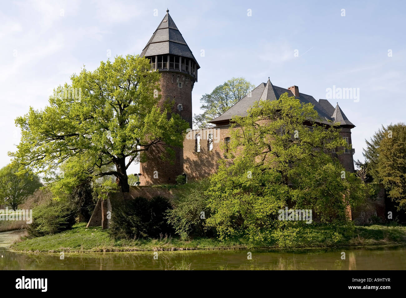 Moated castle Linn, Krefeld, Lower Rhineland, NRW, Germany Stock Photo