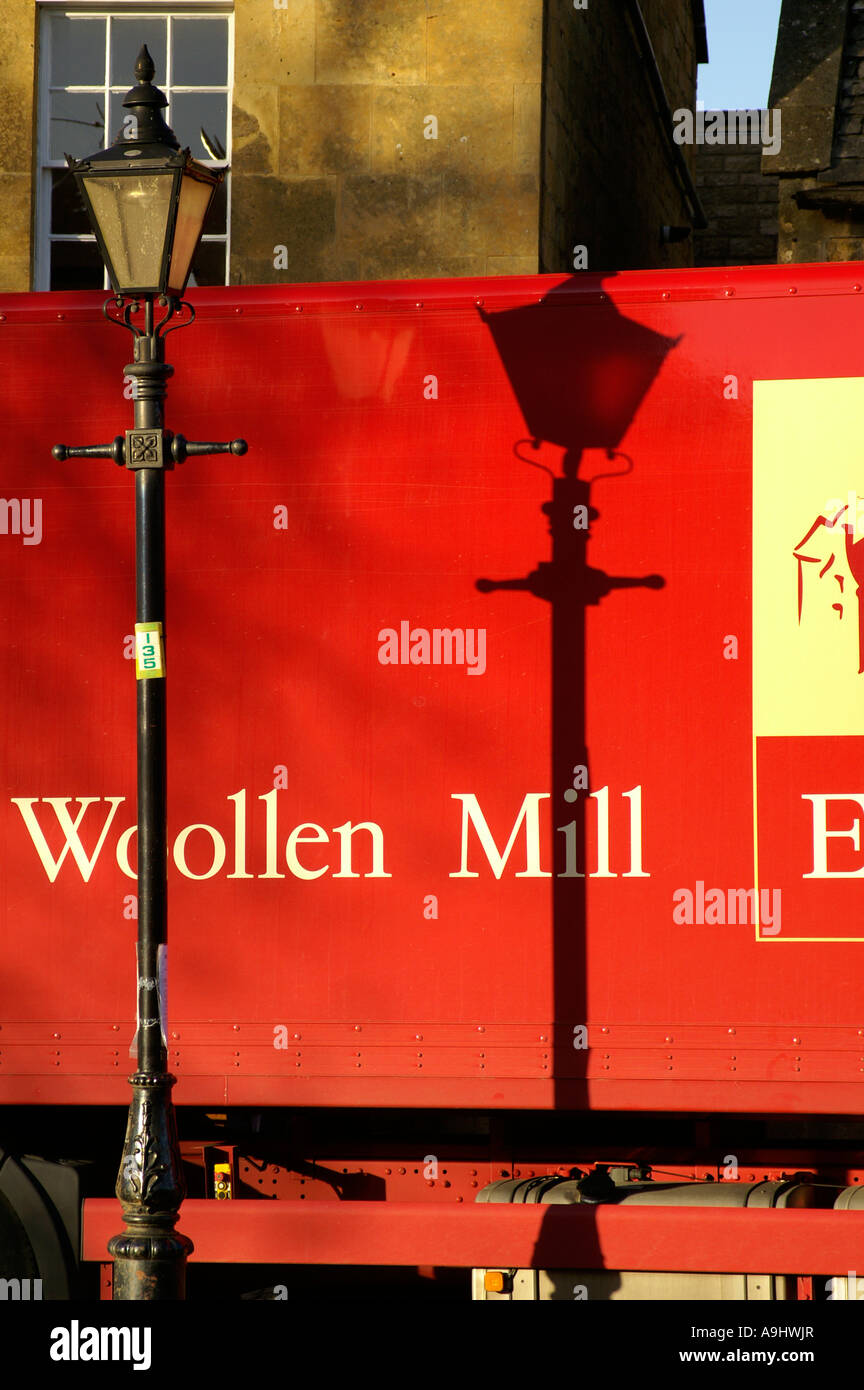 red lorry in Broadway Worcestershire Stock Photo