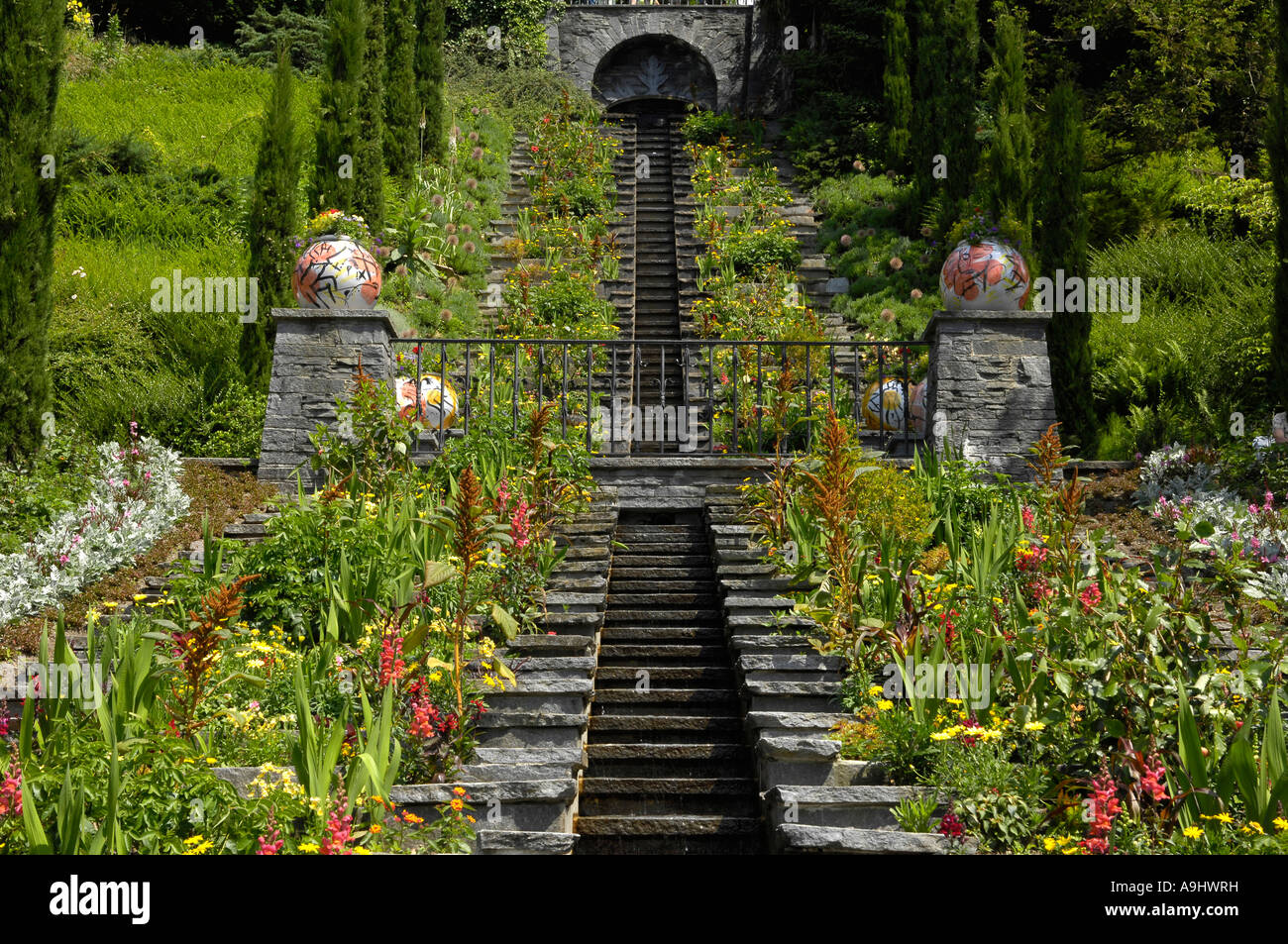 Italienische Treppe (Italian stairway) of Island of Mainau, Baden-Wuerttemberg, Germany Stock Photo