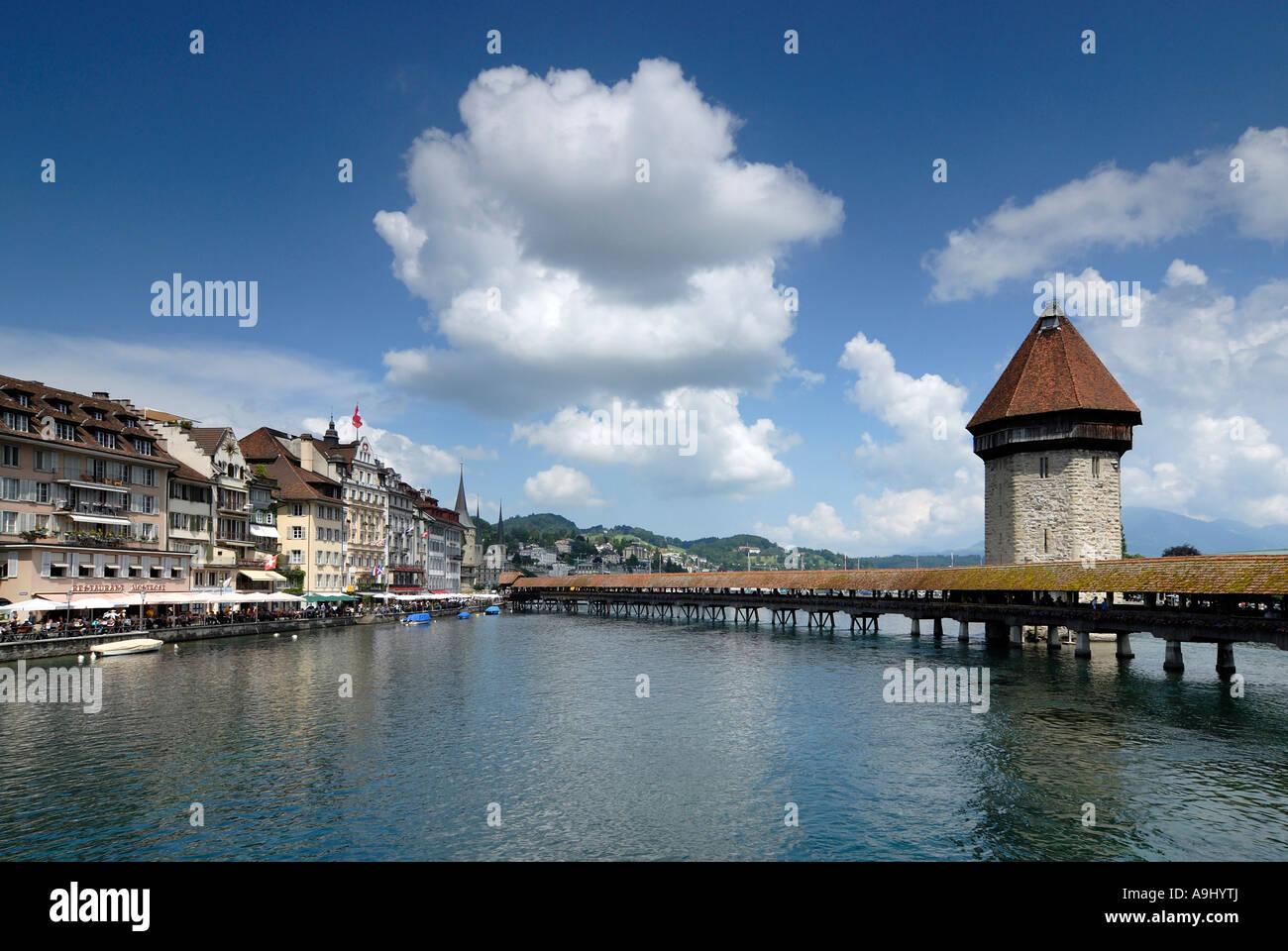 Lucerne - the chappel's Bridge an old part of town - Switzerland, Europe. Stock Photo