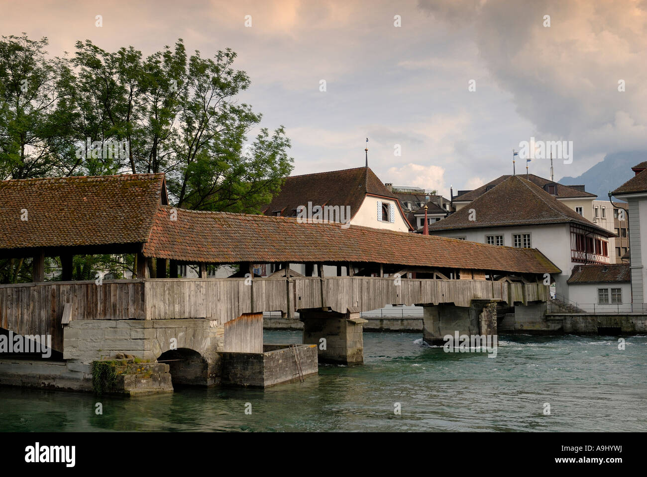 Lucerne - the spreuer-bridge over the reuss-river - Switzerland, Europe. Stock Photo