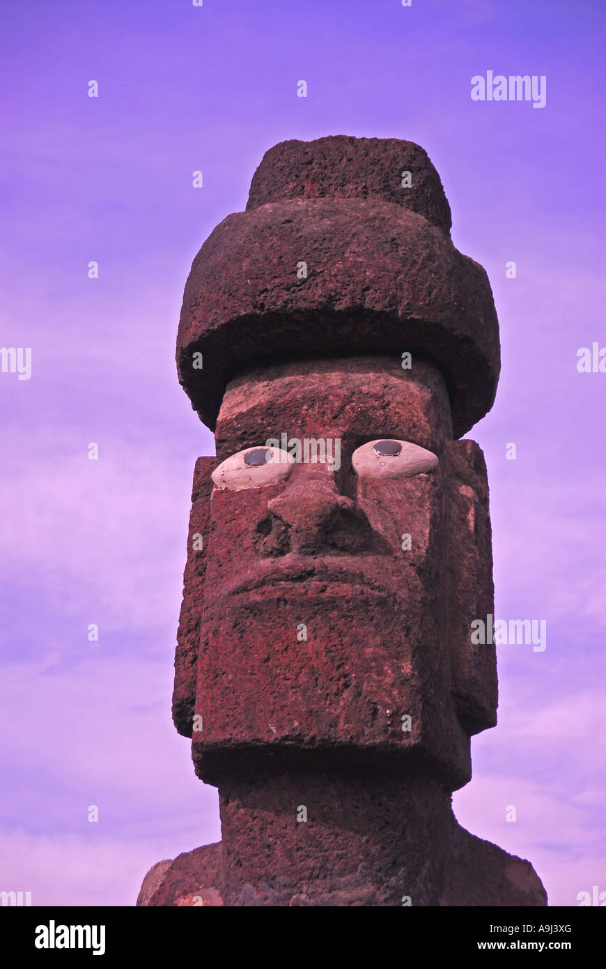 Santiago Chile Easter Island Moai statue head Stock Photo Alamy