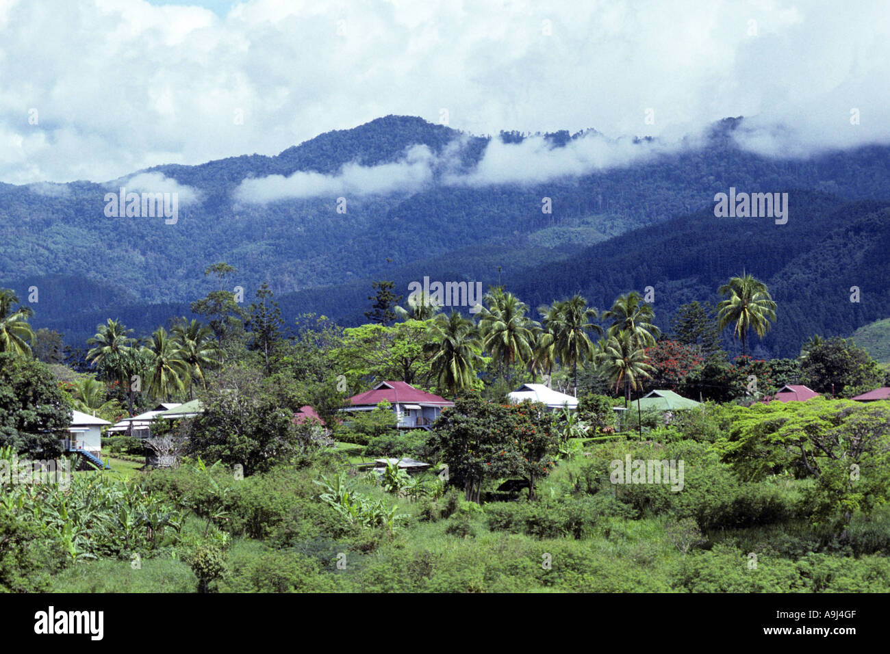 village in the Highlands, Papua New Guinea Stock Photo