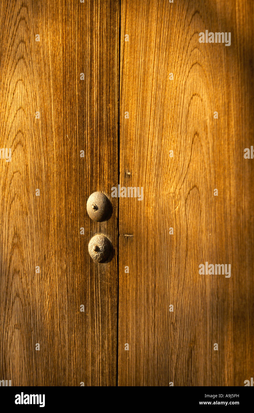 A detail of a wooden door at the Ginkakuji temple Kyoto Japan Stock ...