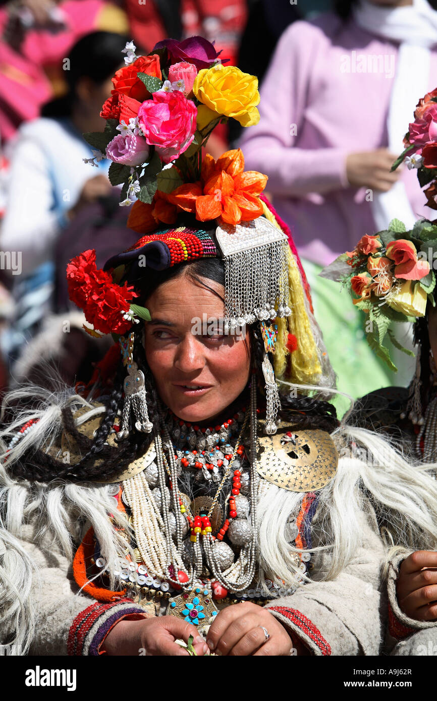Silver local ornament of Leh , Ladakh, Jammu Kashmir, India Stock Photo